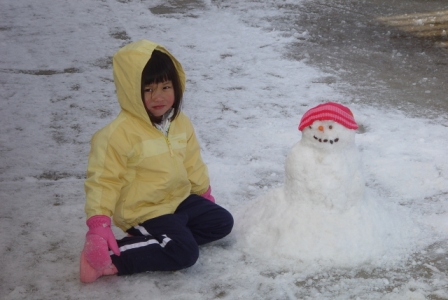 Kasen with her little snowman